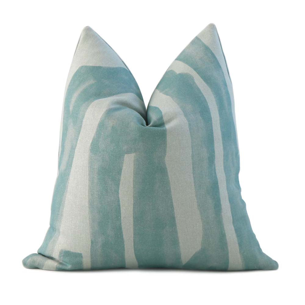 Kelly Wearstler Intargia Aquamarine Light Blue Striped Designer Throw Pillow Cover