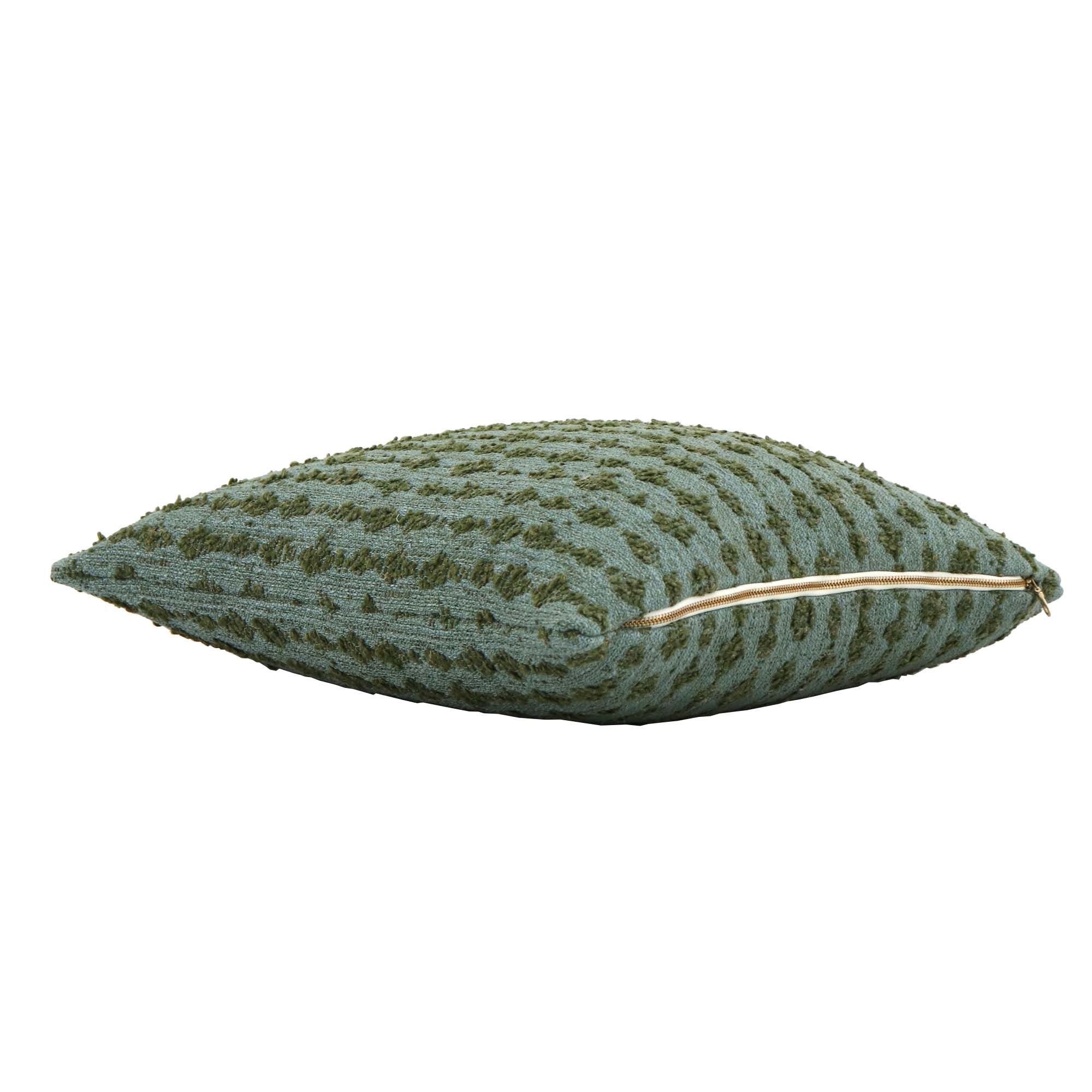 Key Wearstler Serai Envy Green Stripe Boucle Designer Luxury Throw Pillow Cover with Exposed Brass YKK Zipper