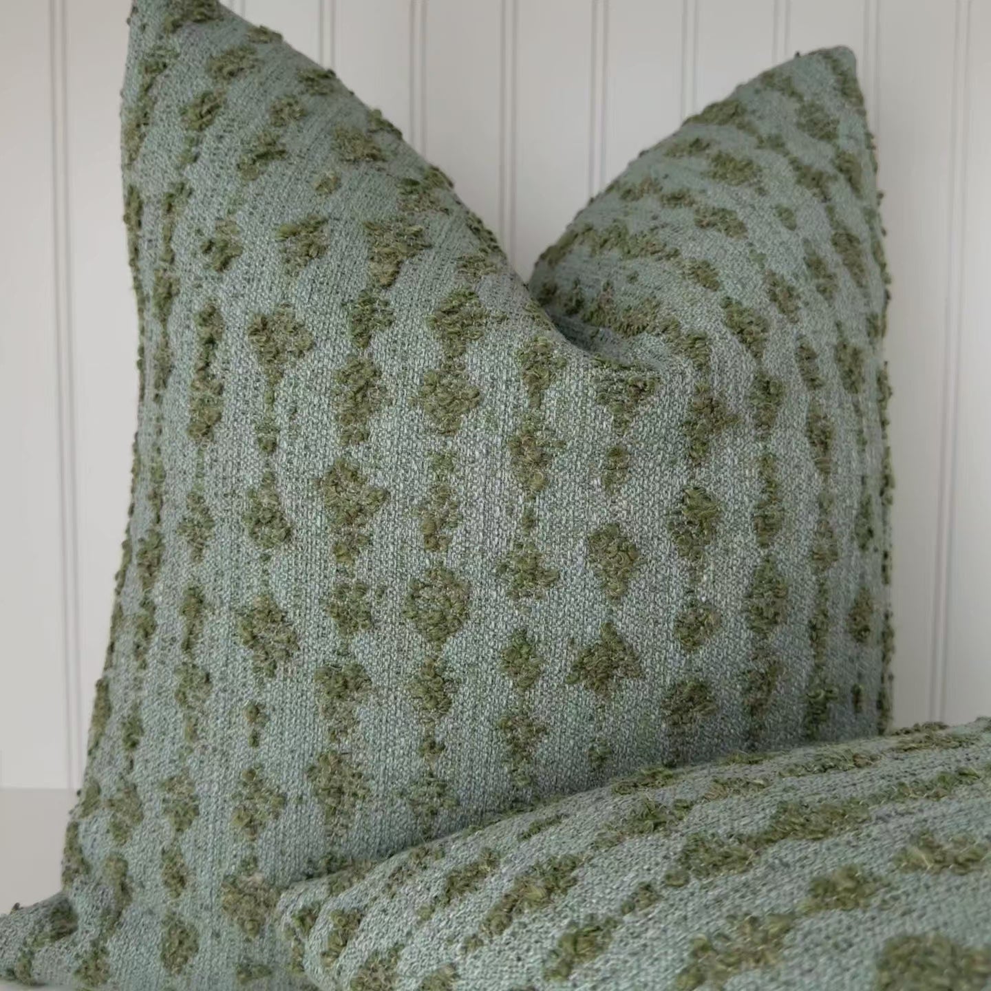 Key Wearstler Serai Envy Green Stripe Boucle Designer Luxury Throw Pillow Cover Product Video