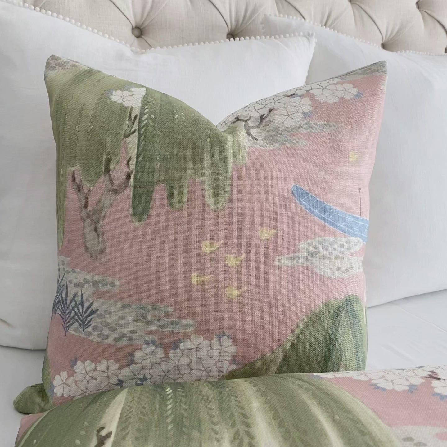 Botanical Thibaut Willow Tree Blush Throw Pillow Cover Chloe Olive