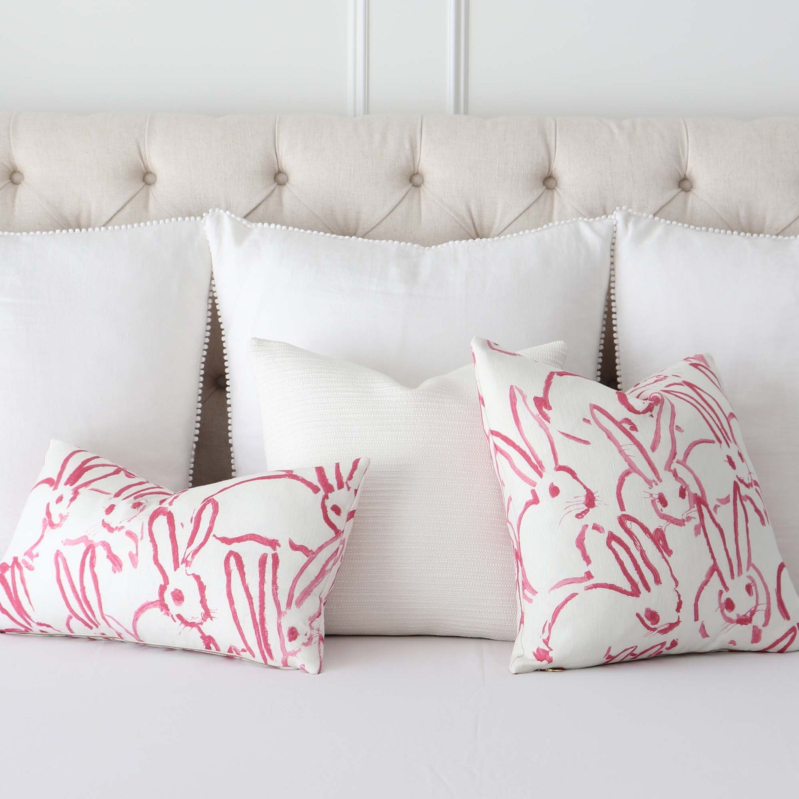 Adorable Hutch Pink Bunny Luxury Throw Pillow Cover | Chloe and 