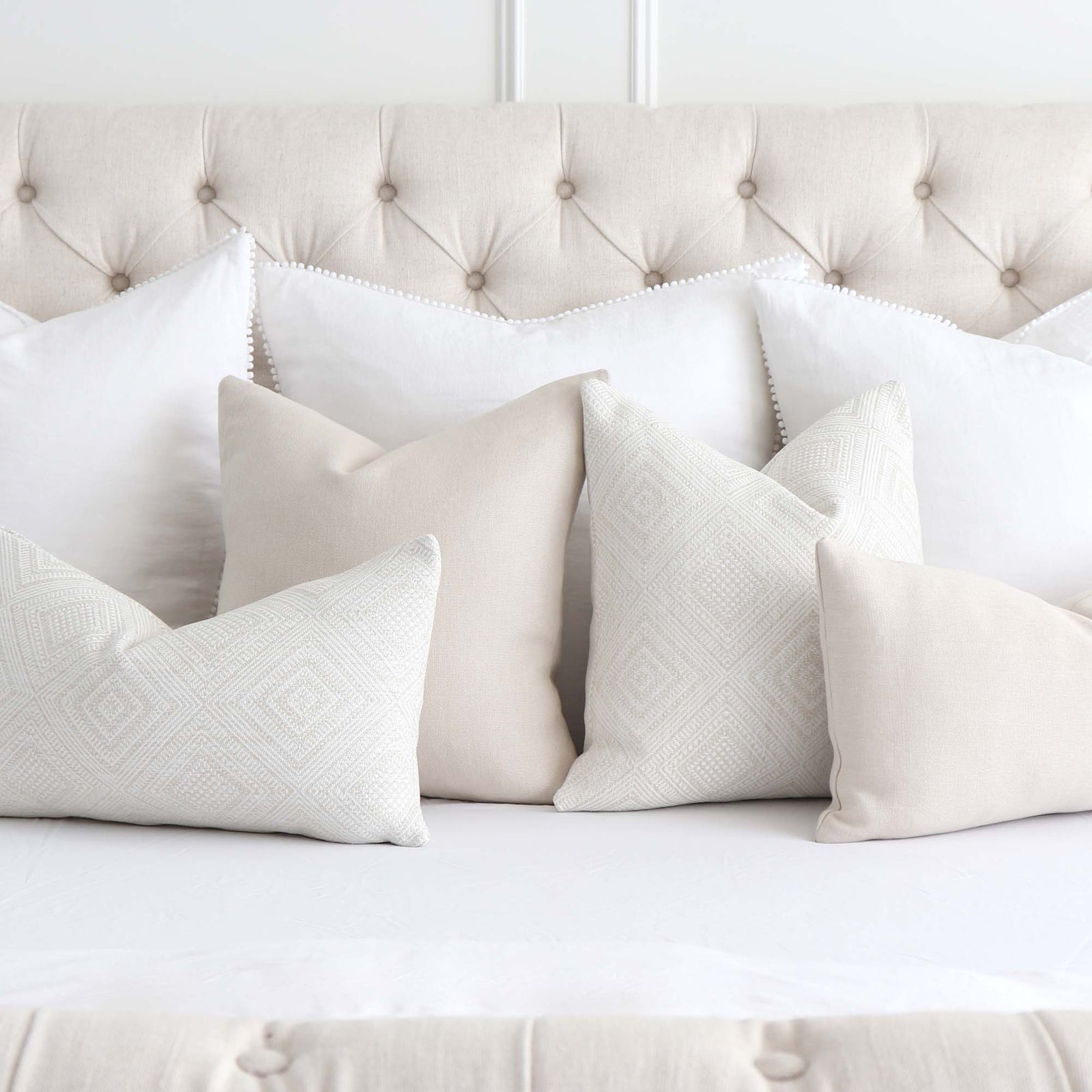 White fashion sham pillows