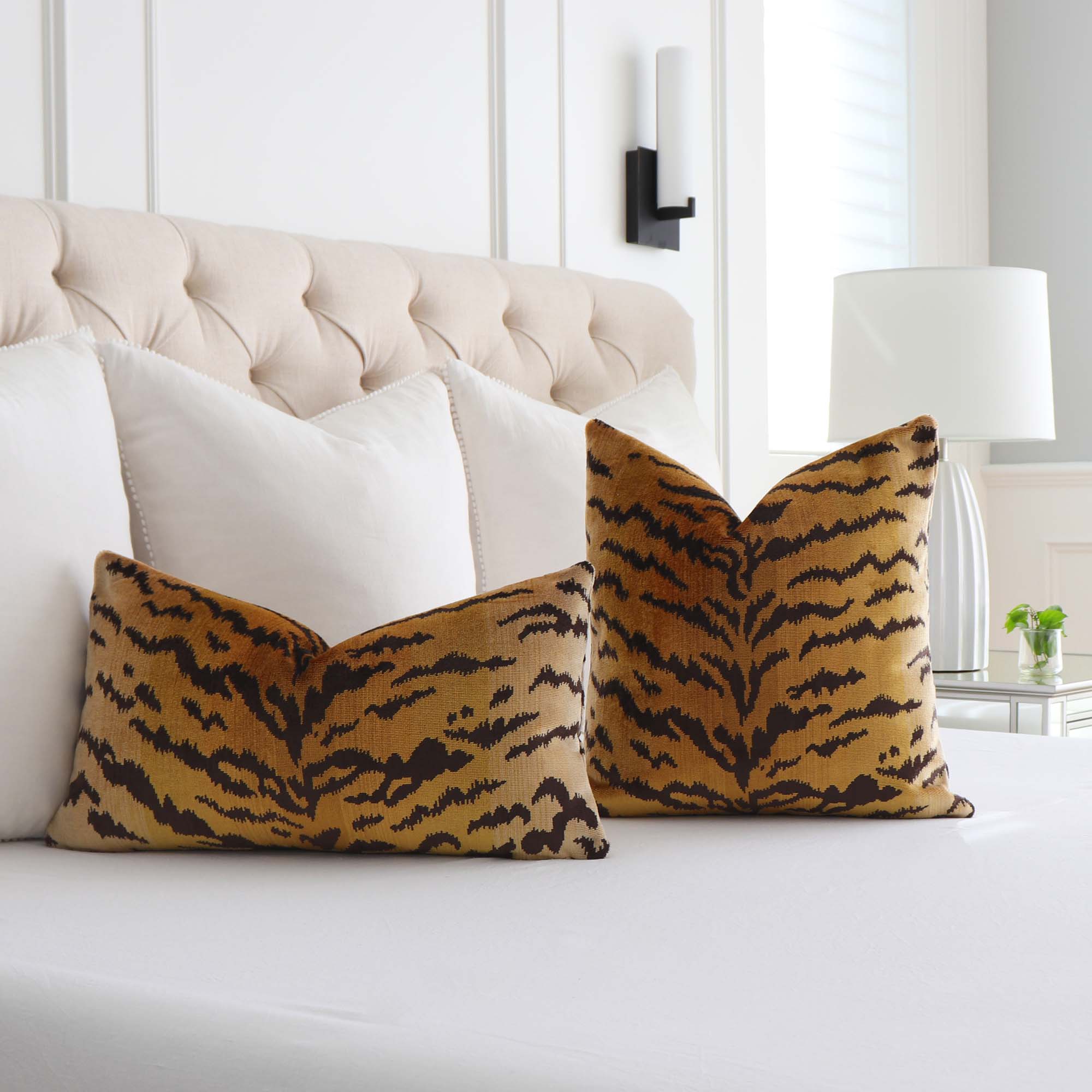 Tiger Print Pillow With Cheetah Print, Lumbar Pillow