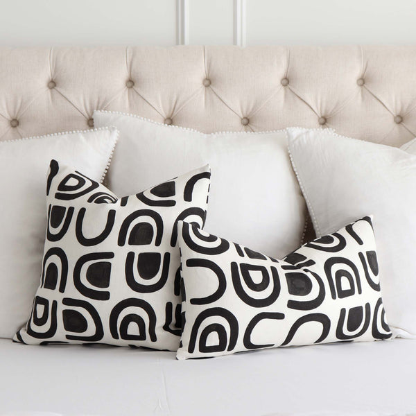 Block Print Threshold Linen Print Decorative Throw Pillow in Salt Ochre -  Chloe & Olive