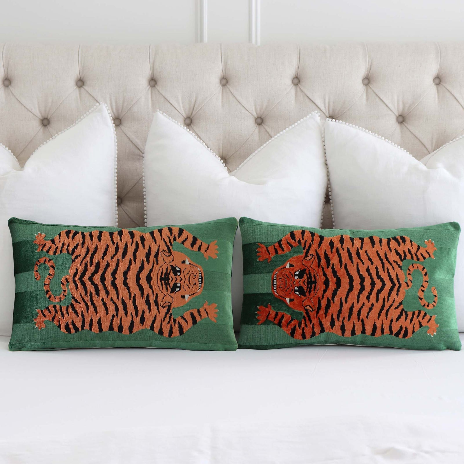 Jokhang Hartig Flying Tibet Green Tiger Throw Pillow Chloe Olive