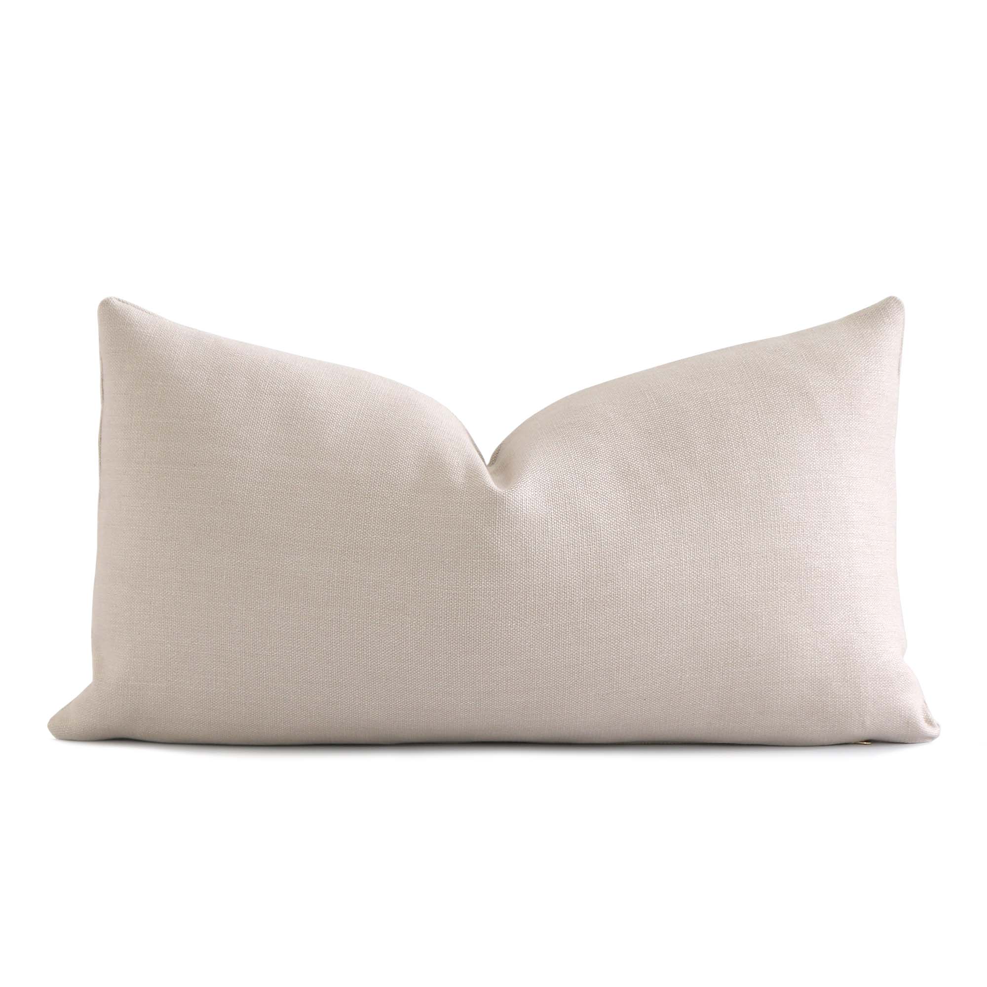 One Cream Belgian Linen Zippered Pillow cover / 12x18 Pillow cover / Plain  20x20 pillow cover / Cream 18x18 / Solid Cream Cushion