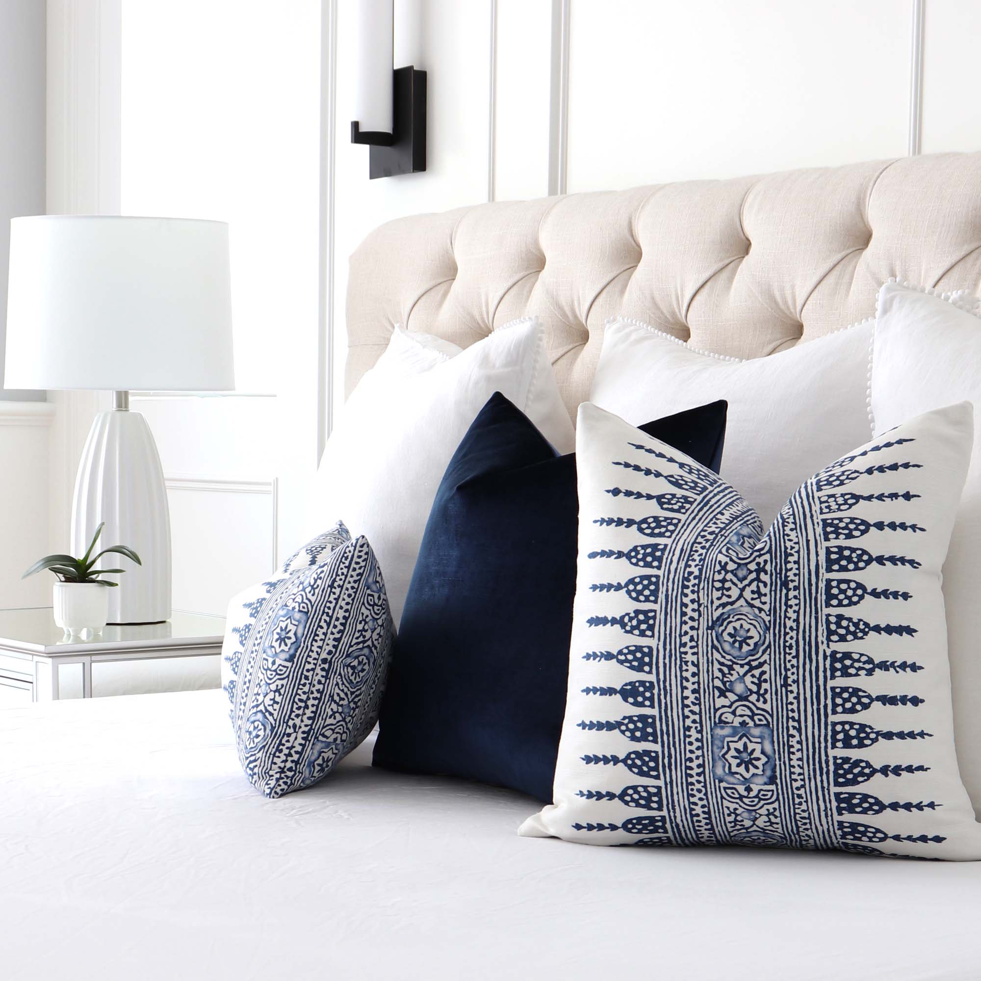 Thibaut Javanese Stripe Navy Blue Throw Pillow Cover | Chloe and ...
