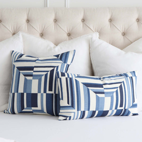 Thibaut Javanese Stripe Navy Blue Throw Pillow Cover