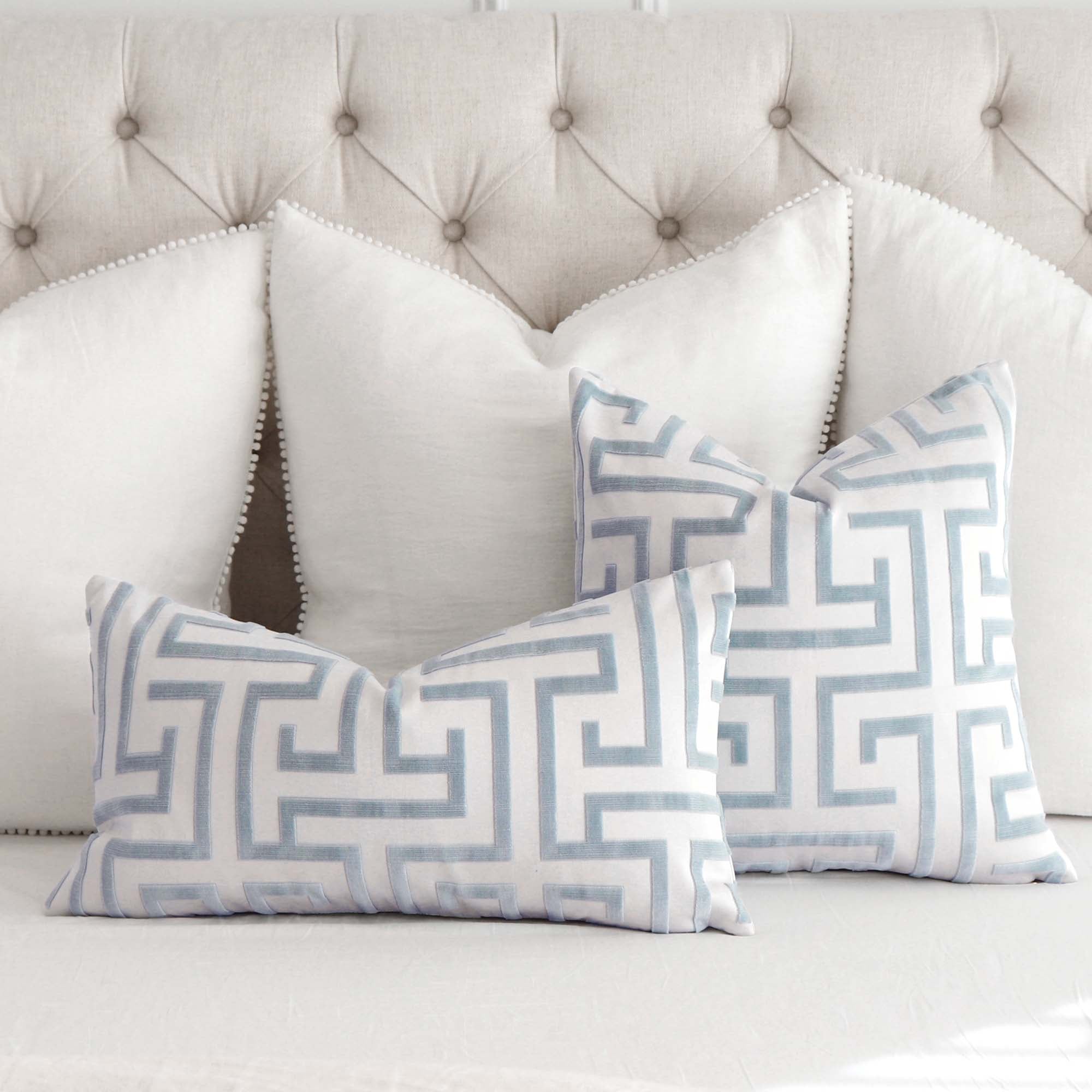 Chinoiserie Asian Scenic Thibaut Throw Pillow in Purple and Blue - Chloe &  Olive