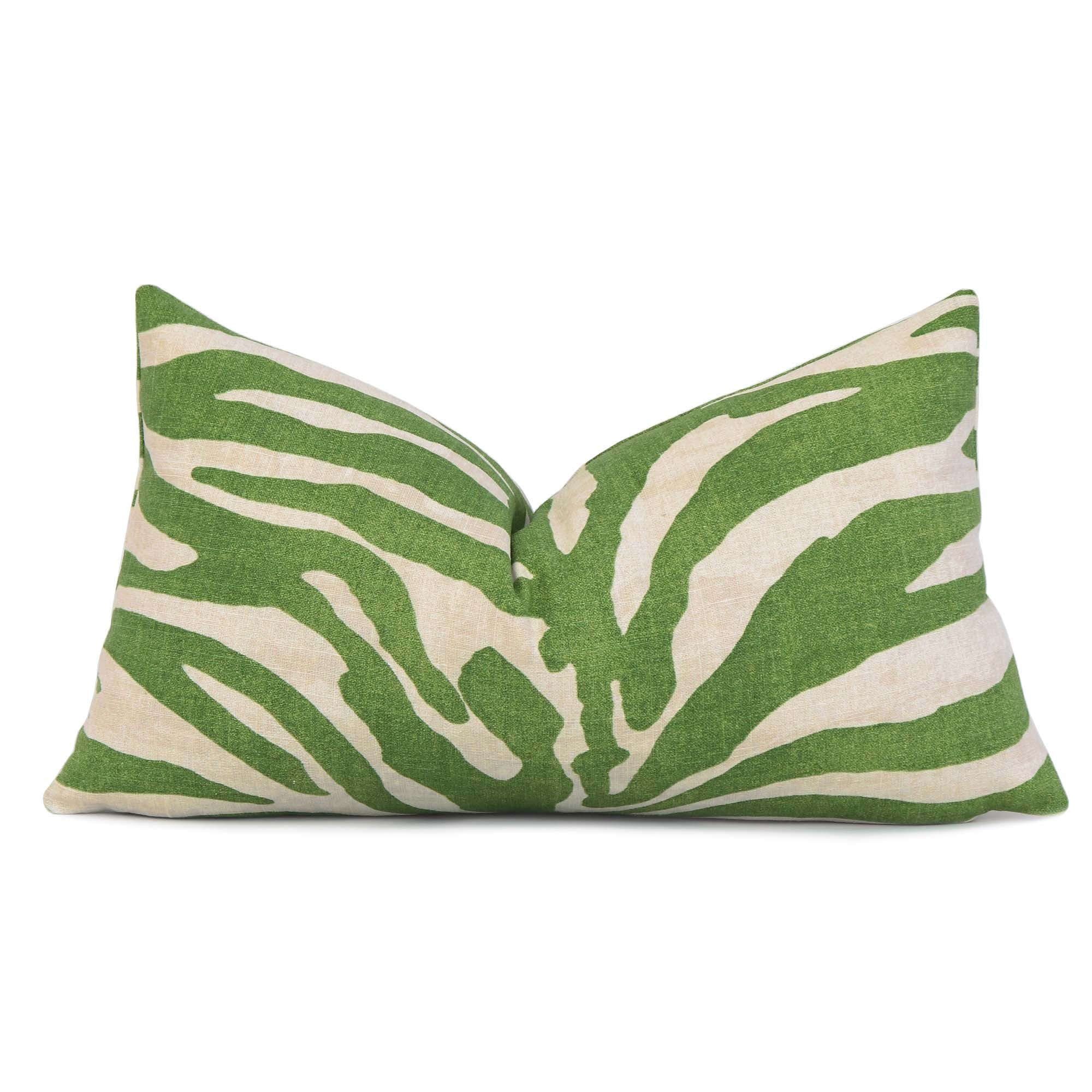 Luxe Serengeti Zebra Apple Green Throw Pillow Cover