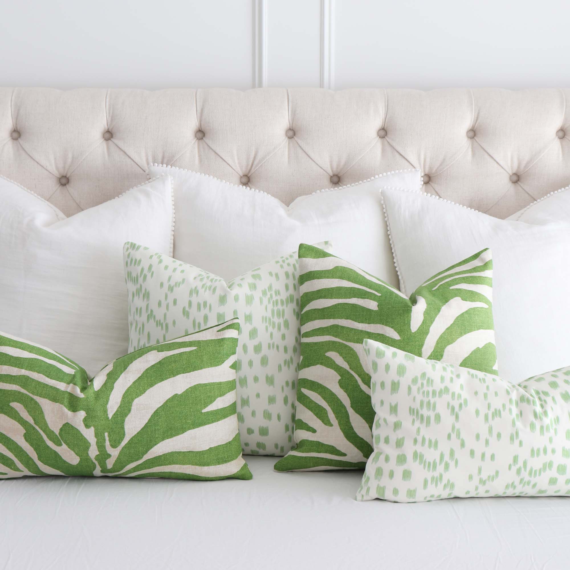 Luxe Serengeti Zebra Apple Green Throw Pillow Cover | Chloe and
