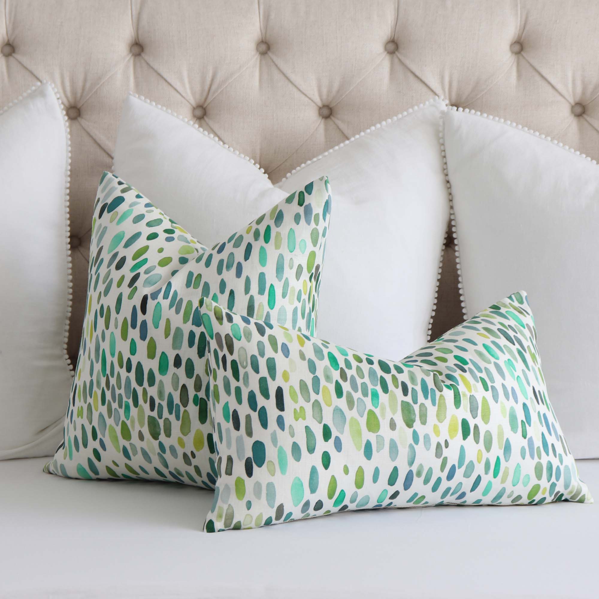Modern Pillow Set of 3, Throw Pillows for Couch Green, Cream Floral Pillow  Combo, Cushion Cover Set, Olive Grey Cream Pillows 22x22, 20x20 