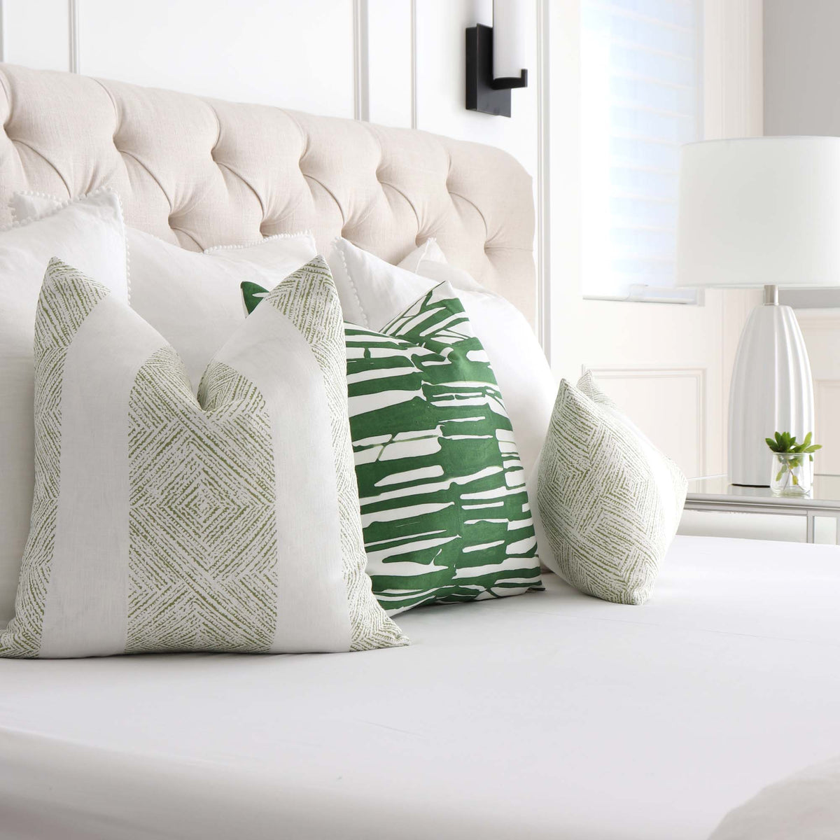 Green print throw pillows online